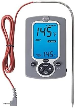 White wired probe grill meat thermometer