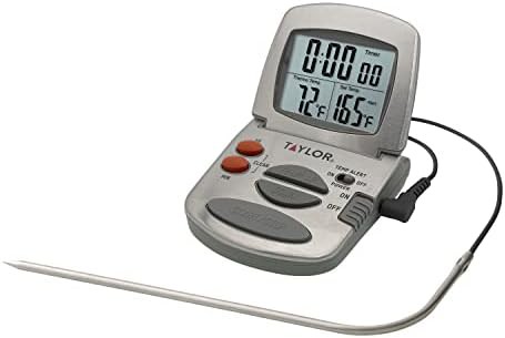 Stainless wired timer alarm meat thermometer