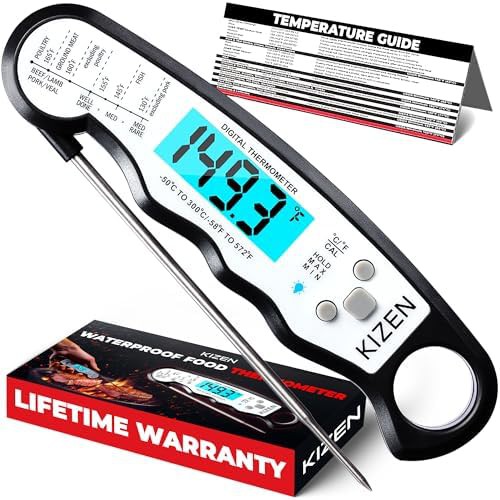 Magnetic back backlit foldable meat thermometer