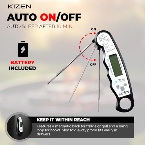 Magnetic back backlit foldable meat thermometer — photo 5