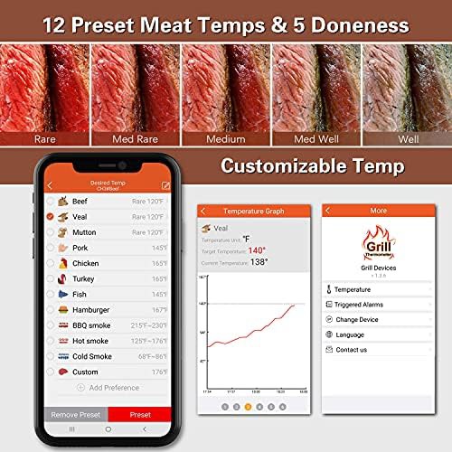 Six probe wireless grill thermometer with large LCD — photo 5