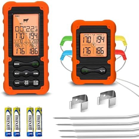 Digital wireless oven safe four probe thermometer