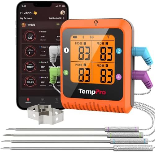 Bluetooth meat thermometer with four color probes