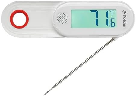 White Waterproof Folding Instant Read Thermometer