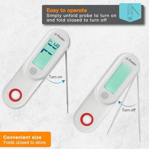 White Waterproof Folding Instant Read Thermometer — photo 3