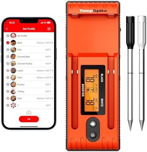 TempSpike wireless dual probe LCD meat thermometer