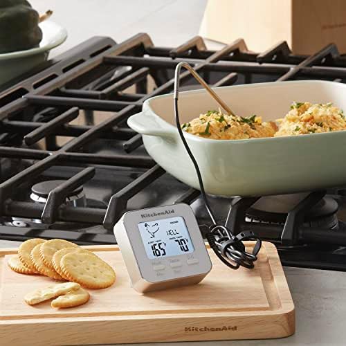 White programmable wired probe kitchen thermometer — photo 3