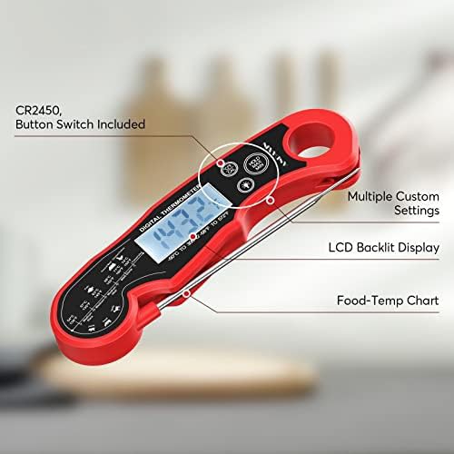 Waterproof instant read thermometer in red and black — photo 3