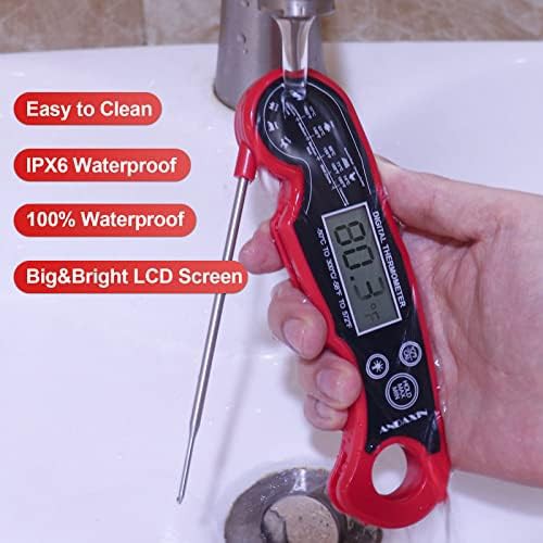 Waterproof instant read thermometer in red and black — photo 4