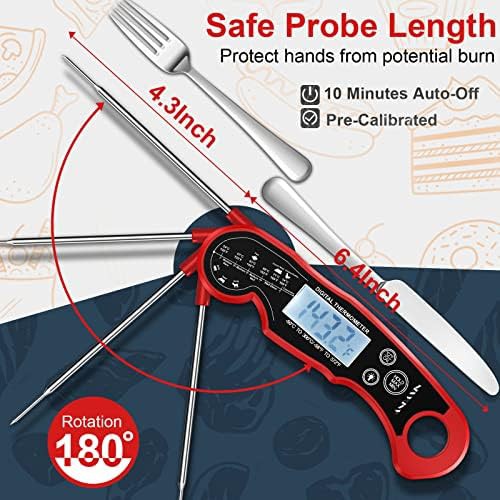 Waterproof instant read thermometer in red and black — photo 5