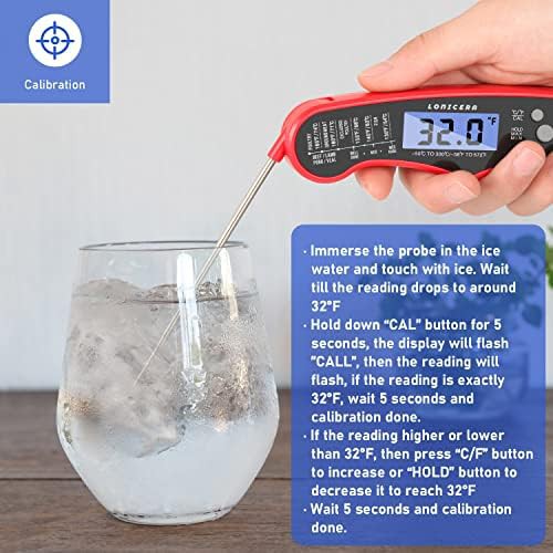 Red foldable instant read meat thermometer — photo 5