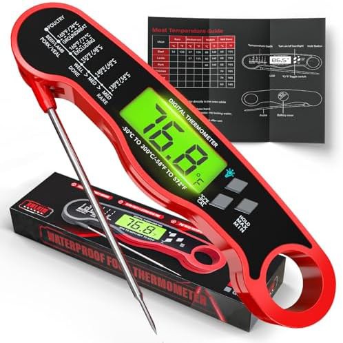 Ultra thin red digital instant read thermometer