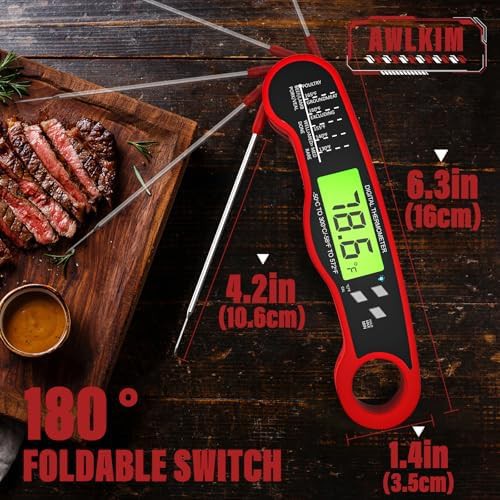 Ultra thin red digital instant read thermometer — photo 3
