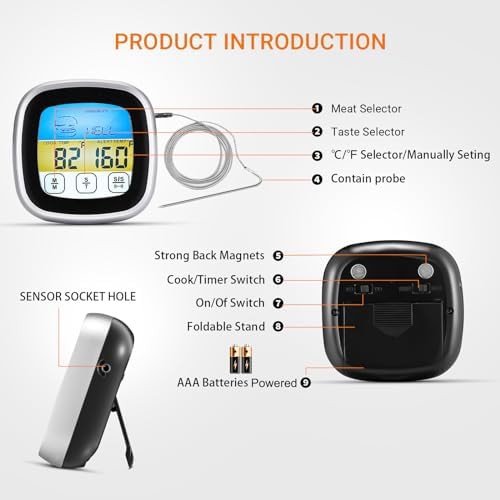 Digital touchscreen oven thermometer with long probe — photo 4