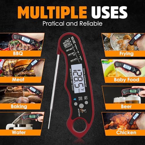 Wine color foldable instant read thermometer — photo 3