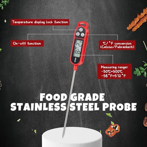 Copkim instant read bbq thermometer red — photo 3
