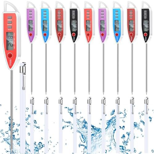 Digital food thermometer with long white probe
