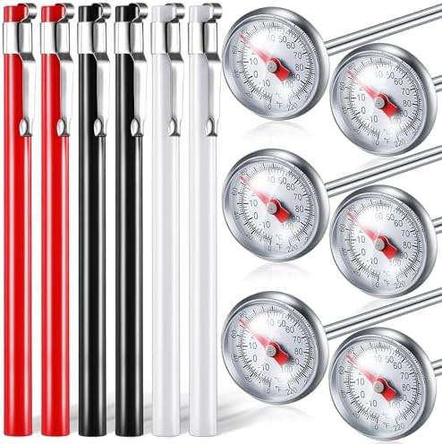 Assorted color six piece stainless steel thermometer
