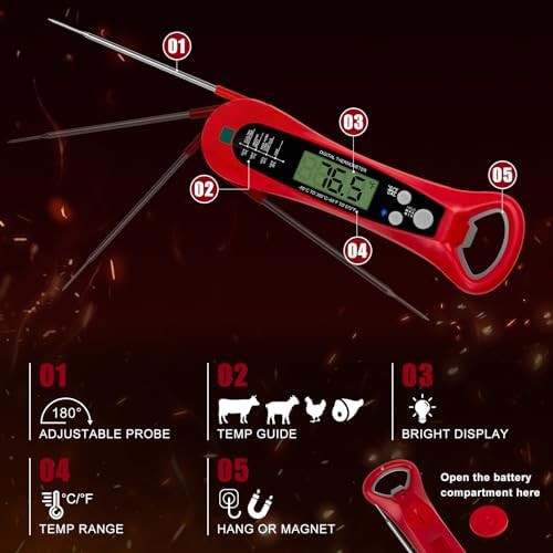 Red Instant Read Digital Oven Thermometer — photo 5