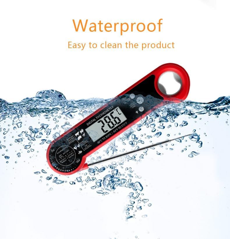 Red foldable probe digital food thermometer — photo 4