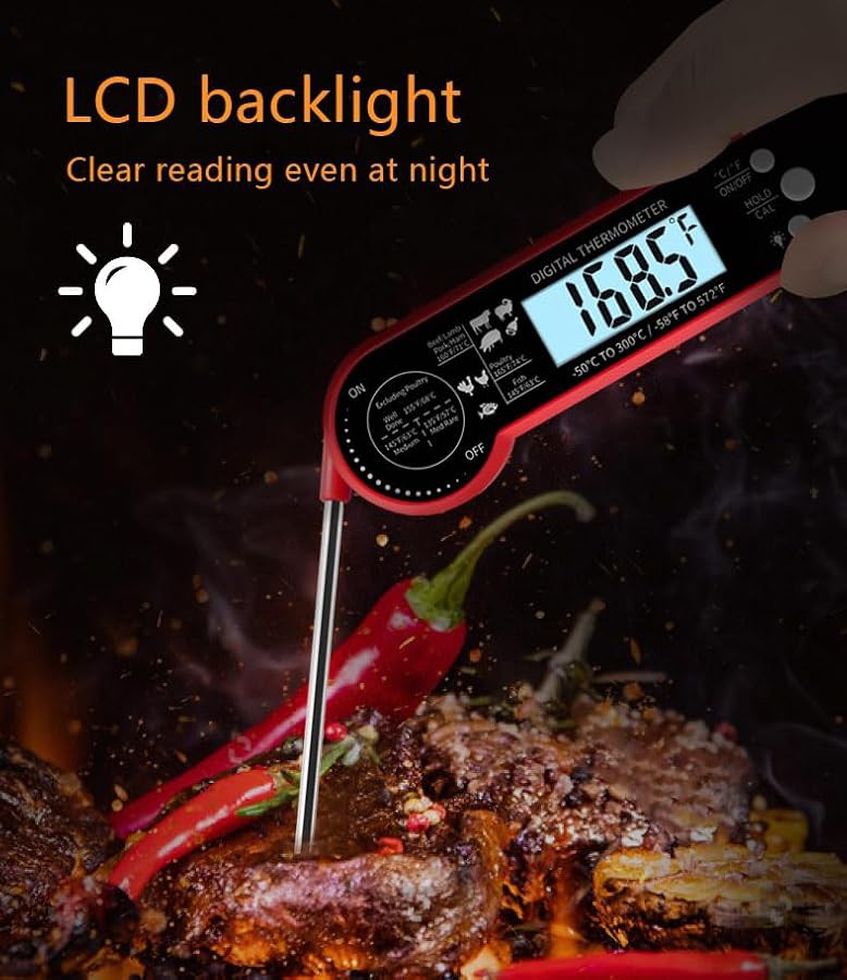 Red foldable probe digital food thermometer — photo 5
