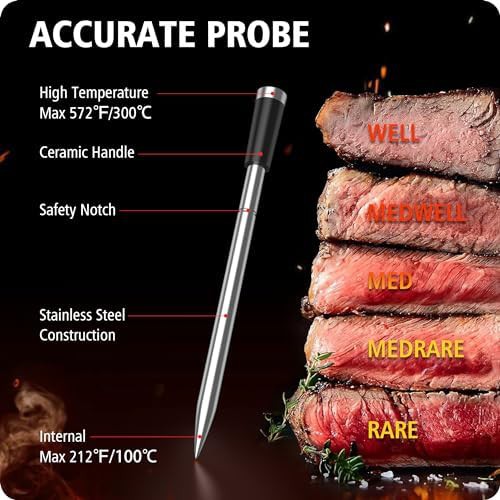 Rechargeable black dual probe wireless thermometer — photo 3