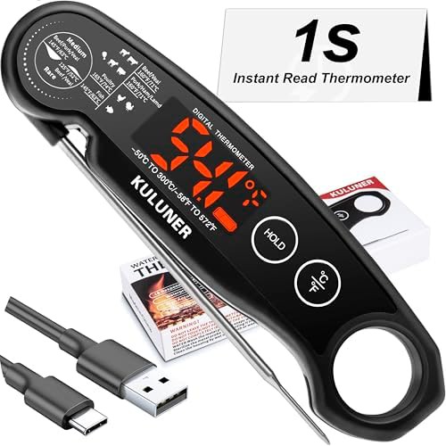 Waterproof rapid response black kitchen thermometer