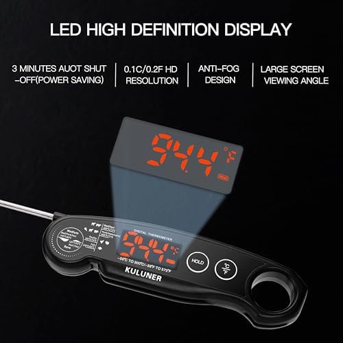 Waterproof rapid response black kitchen thermometer — photo 4