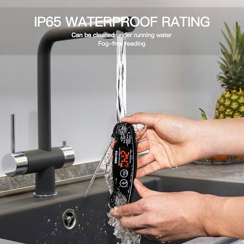 Waterproof rapid response black kitchen thermometer — photo 5