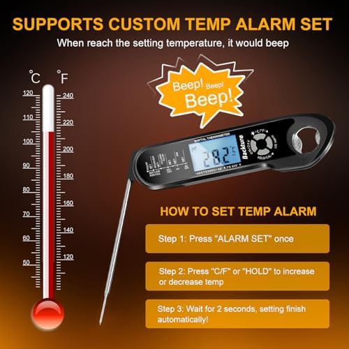 Wire digital black smoker thermometer with alarm — photo 4