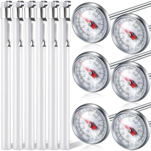 Six piece white dial stainless steel thermometer