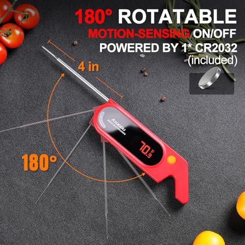 Red waterproof instant read meat thermometer — photo 5