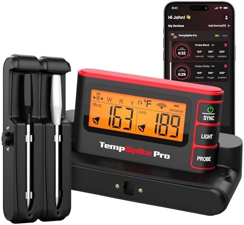 WiFi and Bluetooth thermometer with thin probe