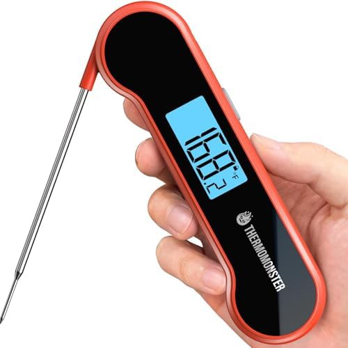Red professional instant read meat thermometer