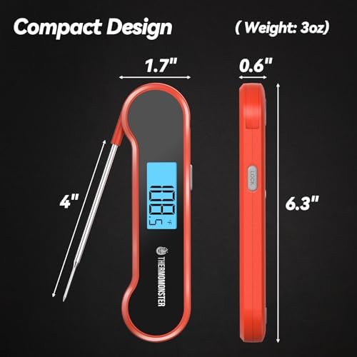 Red professional instant read meat thermometer — photo 3