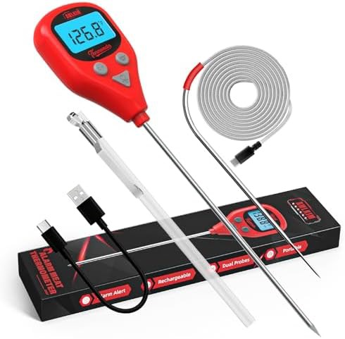 Dual probe wine red waterproof thermometer