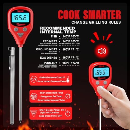 Dual probe wine red waterproof thermometer — photo 3