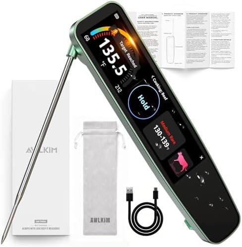 Waterproof touchscreen rechargeable instant read thermometer