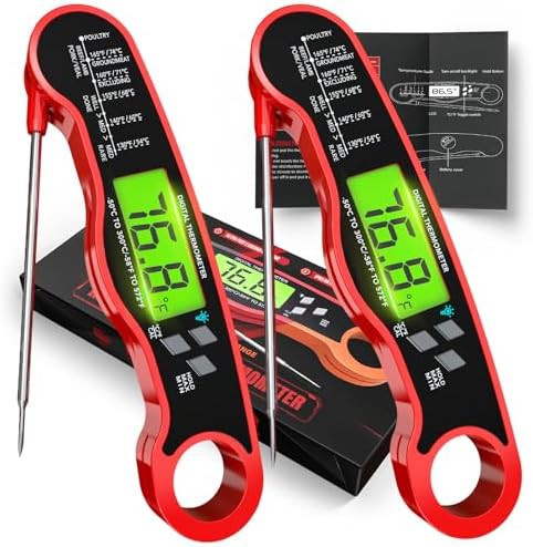 Foldable red digital candy and meat thermometer