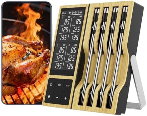 Gold Bluetooth Food Thermometer with Standalone Base