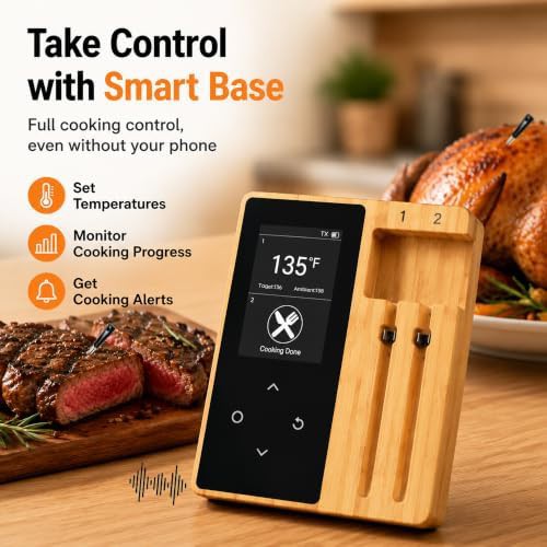 Wireless Dual Probe Thermometer with Wooden Base — photo 5