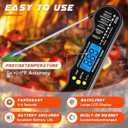 Black Waterproof Digital Thermometer with Magnet — photo 4