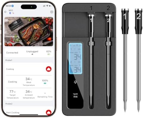 Wireless smart dual probe meat thermometer